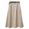 Versatile Washed Cotton Midi Skirt - High Waist, Solid Color, Double Pockets, Slimming A-line for Women, Early Autumn.