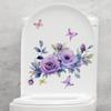 1PC Flower Toilet Cover Sticker, Creative Purple Self-adhesive PVC Sticker, Toilet Water Tank Decoration, Bathroom Decoration
