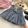 2024 Summer Slim A-Line Denim Pleated Skirt for Students