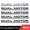 3D Logo DUAL MOTOR Underlined Letters Emblem For Tesla Model Y 3 X S Car Trunk F0Badge Sticker Dual Motor Sticker Accessories