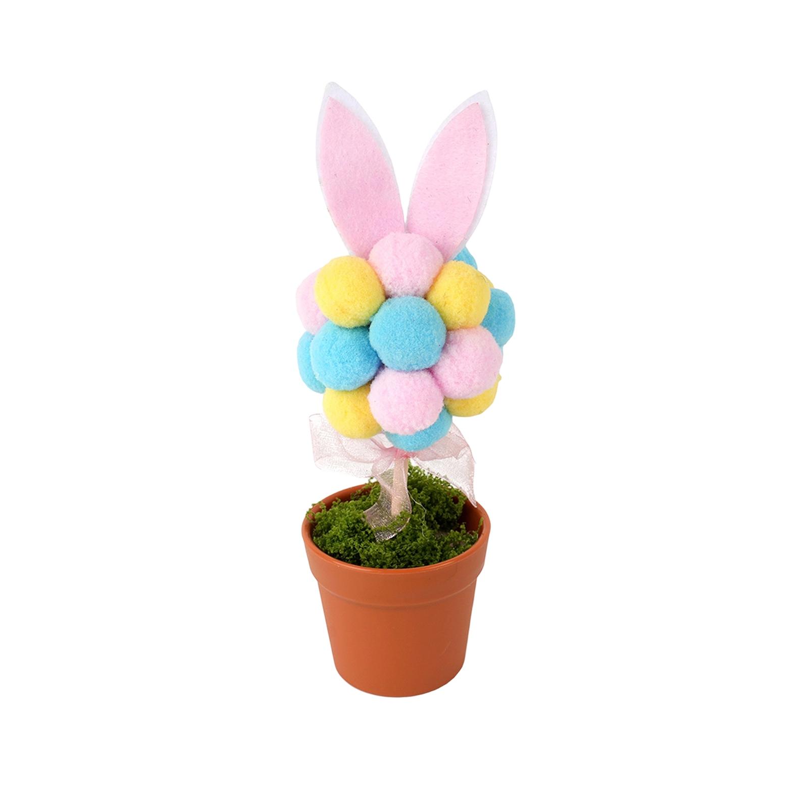 Easter Bunny Pom-pom Flower Pot Decorative Item, European And American Home Tray Decoration.