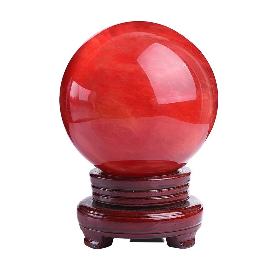 

TOMMYFIELD Crystal Ball, Natural Stone, Crystal Purification, Red Crystal Ball, Feng Shui, Auspicious Charm, Red Crystal (15cm Diameter)