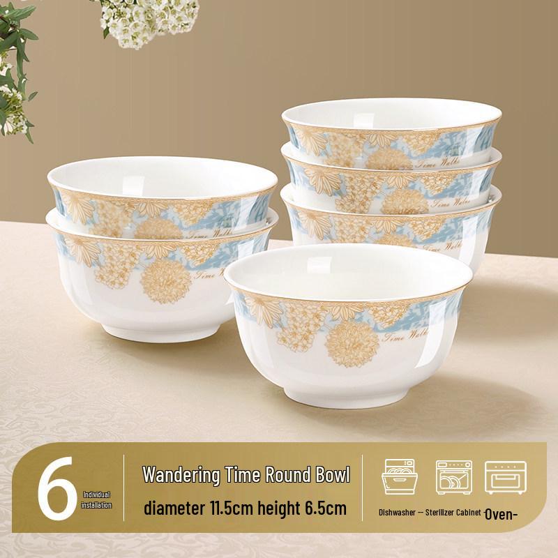 4.5-Inch Ceramic Rice & Soup Bowl: Thick, High-Temperature Resistant with Underglaze Color