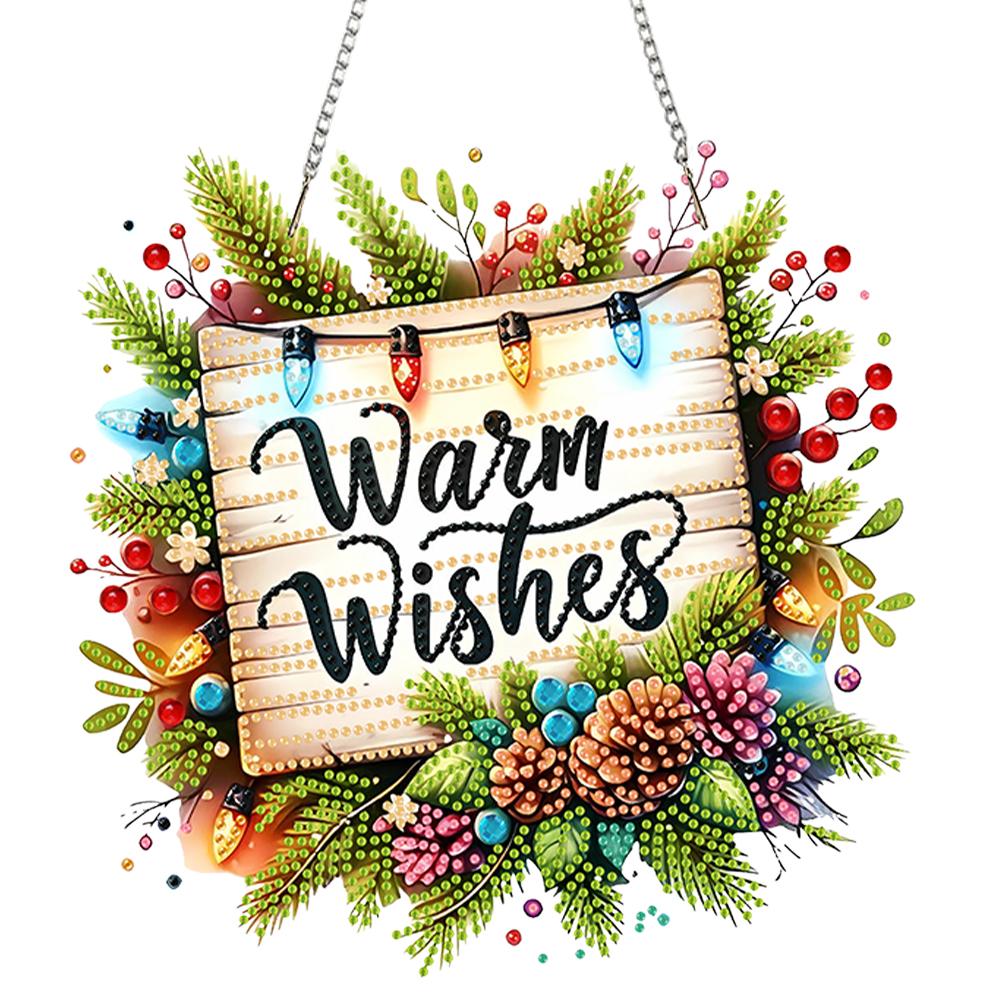 Christmas Theme 2D Flat DIY Hanging Diamond Art Kits Diamond Painting Set Diamond Art Pendant Window Hanging Art for Home Decor
