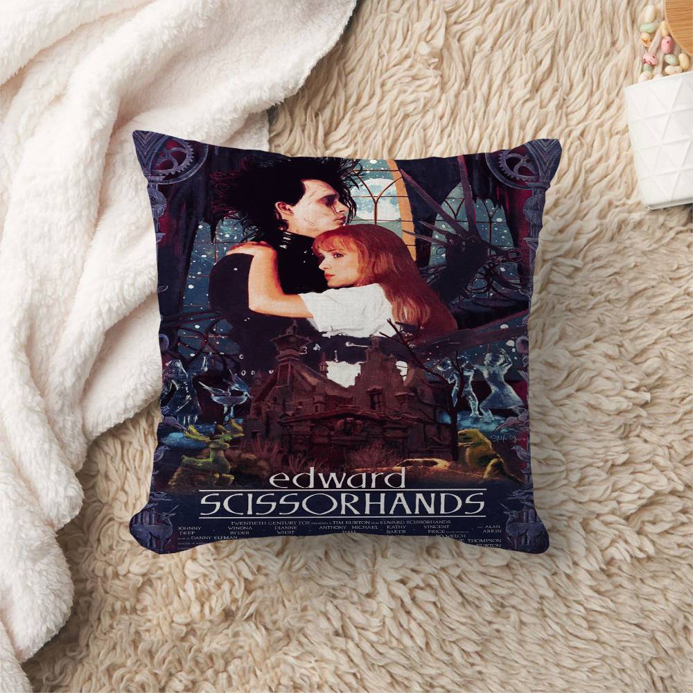 Movie E-Edward S-Scissorhands Cushion Cover Car Throw Pillow Case For Sofa Car Christmas Gift 40X40Cm 45X45Cm