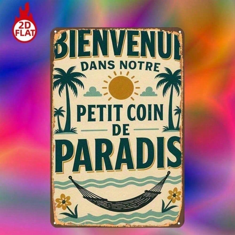 1pc Welcome To Our Little Piece Of Paradise Metal Sign 8x12 Inch Vintage Iron Wall Art for Home Bar Garage Farmhouse Decor