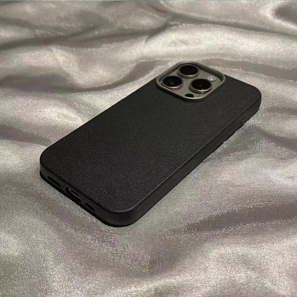 Luxe Matte Lederen Telefoonhoesje Voor iPhone 16 15 14 Plus 13 12 11 Pro Max XS Max XR Lensbescherming Schokbestendige Siliconen Cover