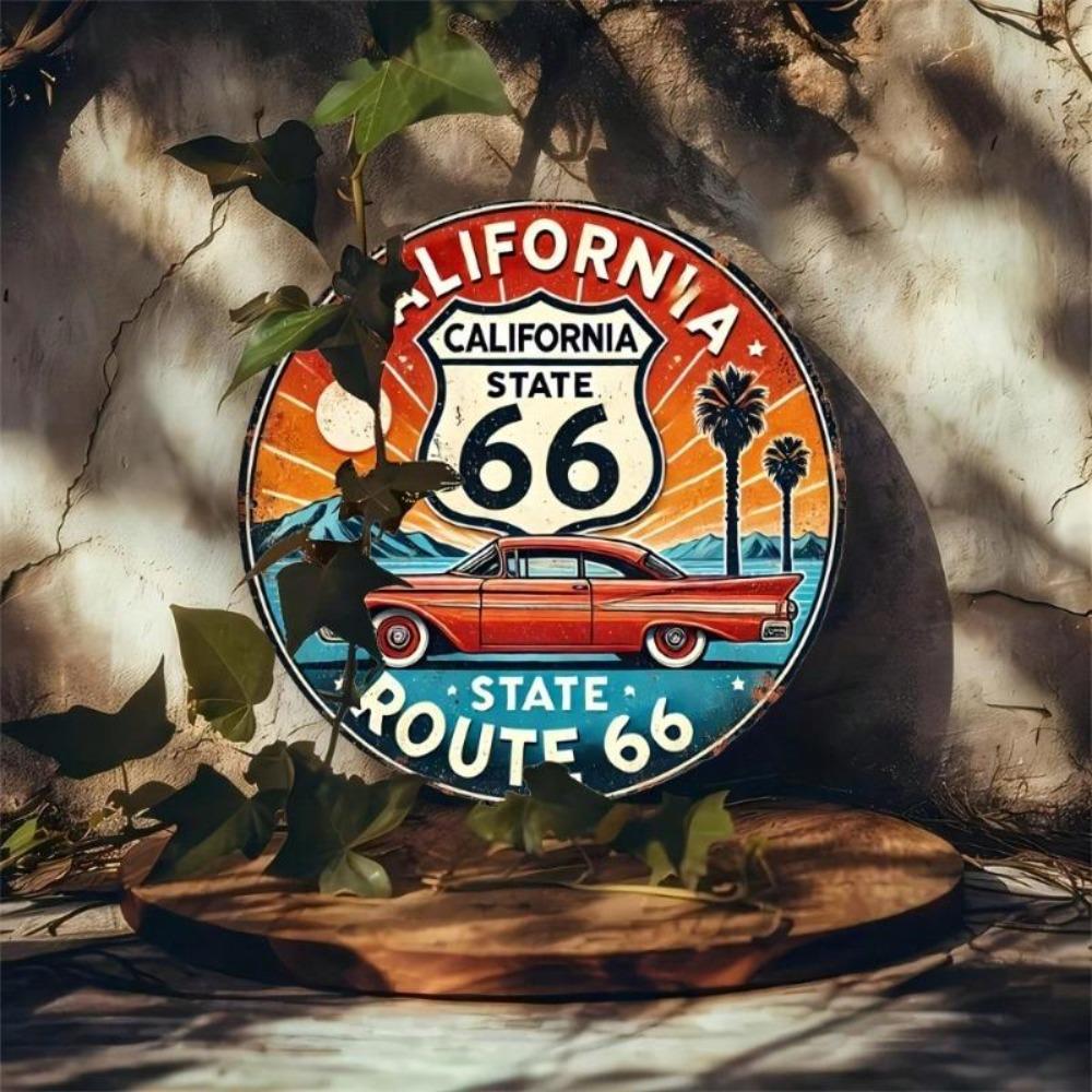 Vintage Route 66 California Metal Tin Sign Wall Art Home Bar Garage Decor