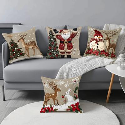 45x45cm Christmas Pillow Cover Short Soft Throw Pillowcase Santa Snowman Elk Christmas Tree Sofa Cushion Cover