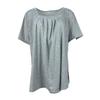 Summer Women's Pleated Square Neck Solid Color Loose Short Sleeve T-Shirt Top