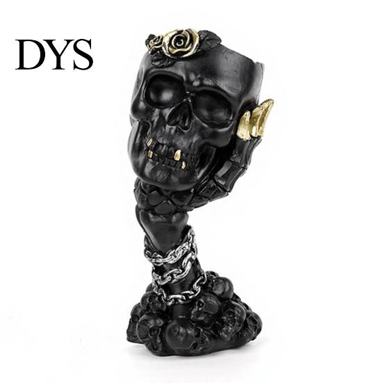 Desktop Skull Ornament Hear No Evil, Speak See Evil Vase, Resin with Gothic Flower Vase Rose Decor, Halloween Skeleton Display for Shelf Desk C чёрный