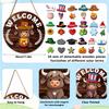 Farmhouse Style Upland Cow Welcome Sign with 35 Interchangeable Accessories Wooden Hanging Decor for Seasonal Use