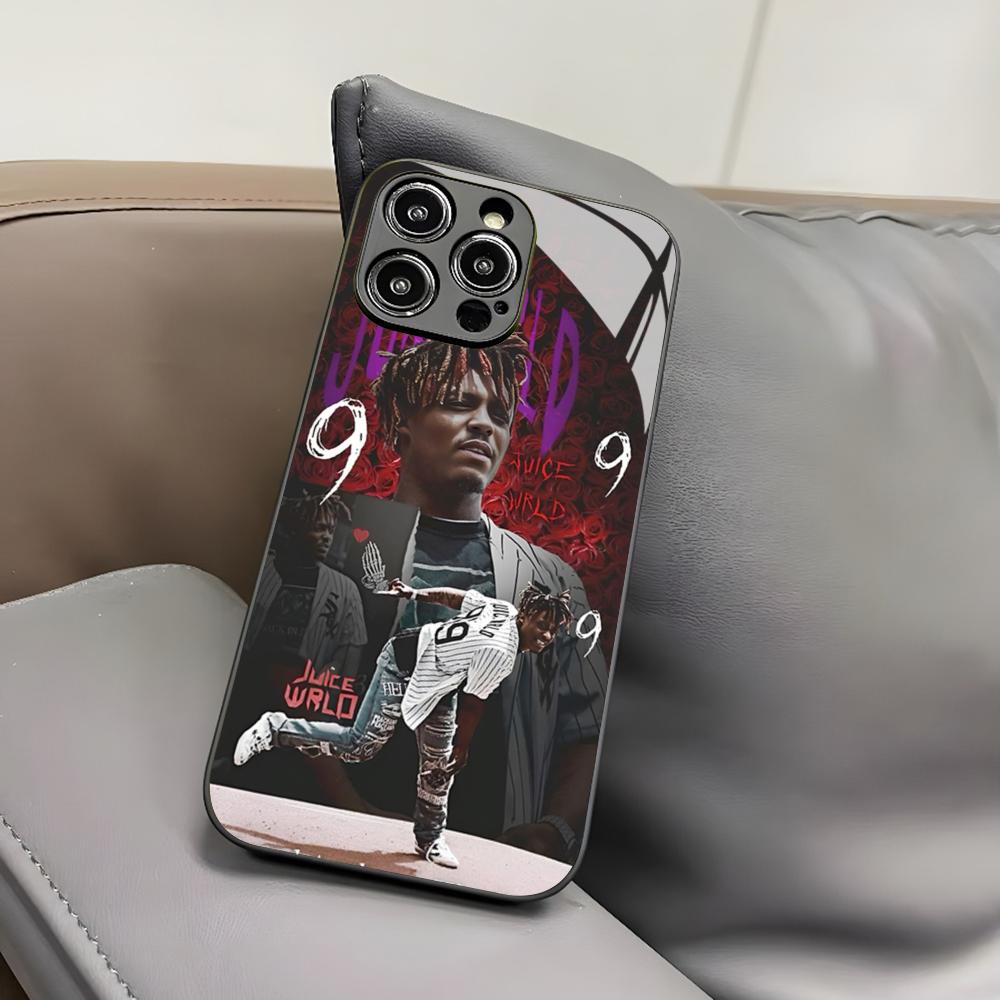Kryt na telefon Singer J-Juice W-WRLD pro Iphone 17 Air 16 15 14 12 11 13 Pro Max Mini X Xr Xs Puls Černý skleněný kryt