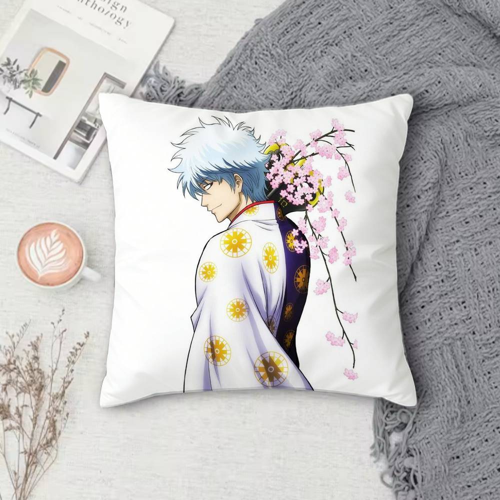 GGintama Anime  Doublesided Printed Square Pillow Cover Decorative Cushion Cover for Sofa Bedroom Bedside