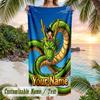 Dragon Ball Beach Towel, Personalized Custom Name Text, Quick Dry Large Absorbent Towel For Beach Pool