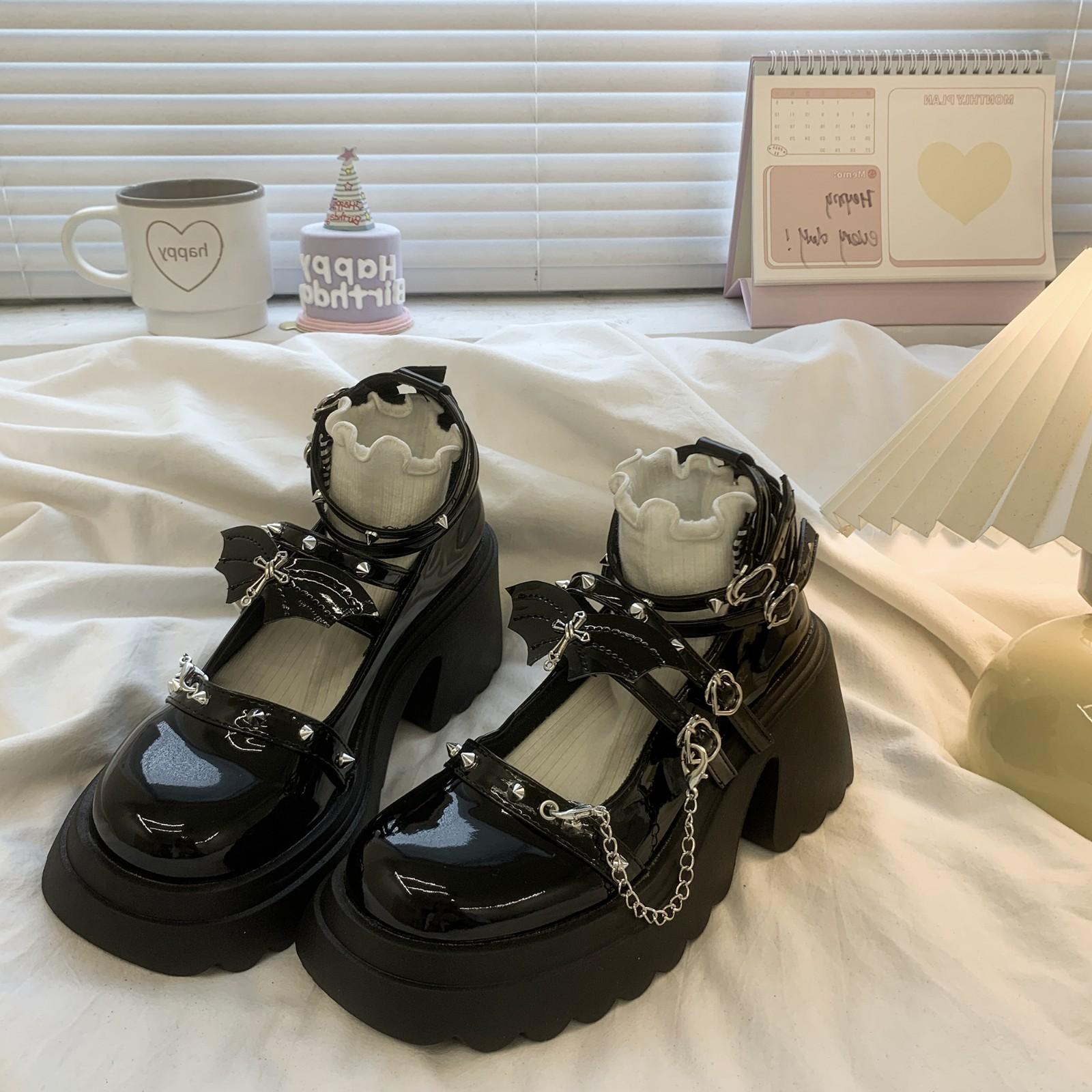 

Mary Janes Shoes for Women s Pumps Medium Heel Kawaii Lolita Fashion Round Toe Girls School Gothic Lolita Shoes Women s Loafer 40 чорний