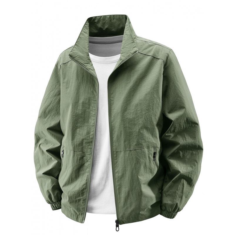 Men's 2025 Plus Size Thin Casual Jacket - Breathable Stand Collar for Spring & Autumn
