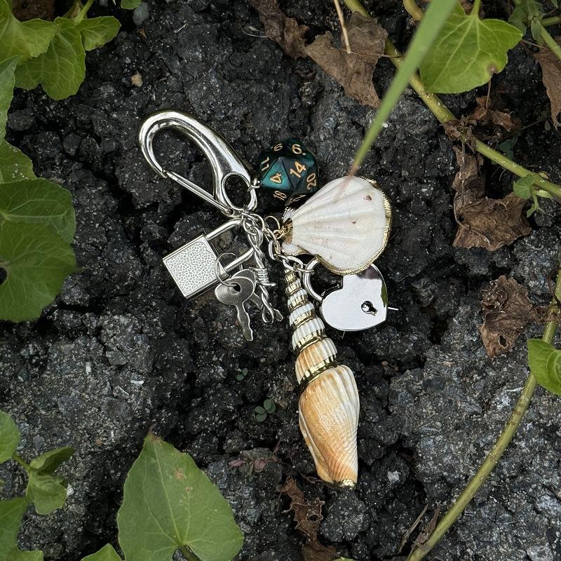 Ocean series shell Key Chain dice love heart lock Backpack pendant