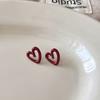Silver Needle Ankara Red Geometric Stud Earrings Female Korean Ins Fashion Design Earrings High-end Exquisite Earrings