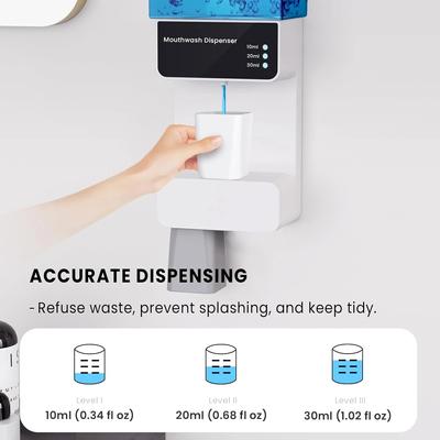 Automatický dávkovač ústní vody bezdotykový 700 ml nástěnný dávkovač ústní vody pro koupelnu s magnetickými pohárky