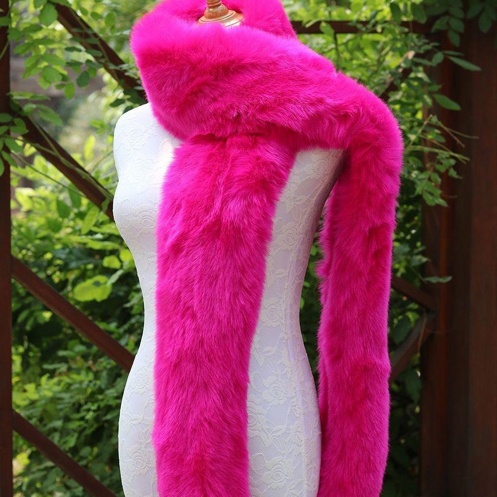 

Зимний шарф из искусственного меха лисы, утолщенный шарф-шаль из норковой шерсти в зарубежном стиле, теплый длинный шарф-воротник из меха 180cm красный