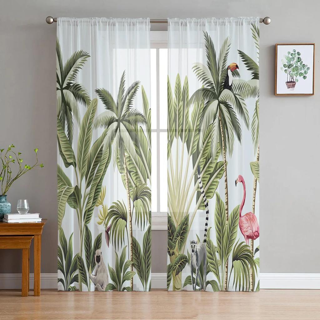 Nordic Stil Rosa Flamingo Sheer Vorhänge Wohnzimmer Fenster Tüll Vorhänge Für Schlafzimmer Küche Home Dekoration Voile Vorhänge