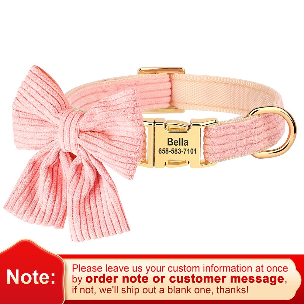 Personalisierbares Hundehalsband Niedliche Schleife Welpen Hunde Halsband Kostenlos Gravierbar Haustier-ID-Halsbänder Für Kleine Mittlere Große Hunde Chihuahua Mops