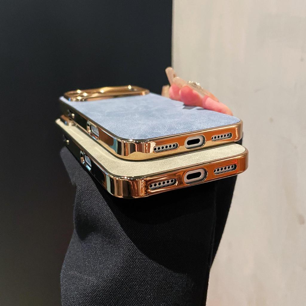 Electroplated Lambskin iPhone 17 Pro Max Case with Metal Lens & Drop-Proof Protection