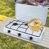 White Built-in 3-Burner Gas Cooktop Rectangular Cast Aluminum with Hose camping equipment