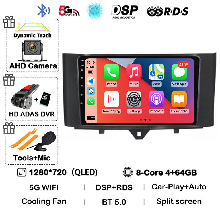 Android 14 Carplay Car Radio For Mercedes Benz Smart Fortwo 2006 -2011 2012 2013 2014 2015 Multimedia Video Player GPS Stereo 4G