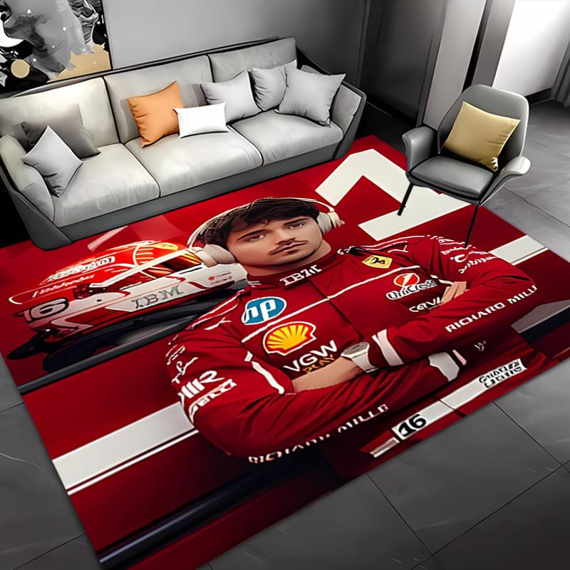 C-charles Leclerc F1 Racing-Themed Entrance Mat,Non-Slip Mat Area Rug,Room Decor,Outdoor Decor,Kitchen Rug,Doormat - Machine Washable,Easy to Clean