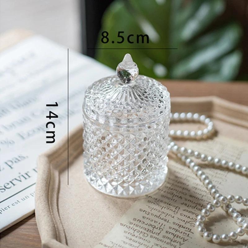 Classic French Light Luxury Multicolor Glass Storage Jar Handmade Aromatherapy Bottle Cotton Swab Toothpick Storage Box Candle Jar