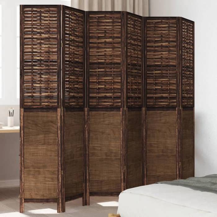 VidaXL Cloison de Séparation 6 Panneaux, Séparateur de Pièce, Écran d'Intimité, Paravent de Salon Chambre, Marron Foncé Bois 358715