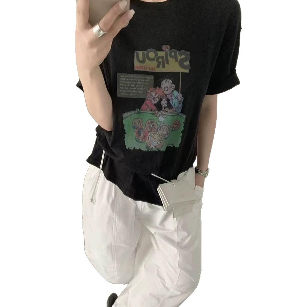 Spring New Style Casual Versatile Round-neck Printed Short-sleeved T-shirt Top