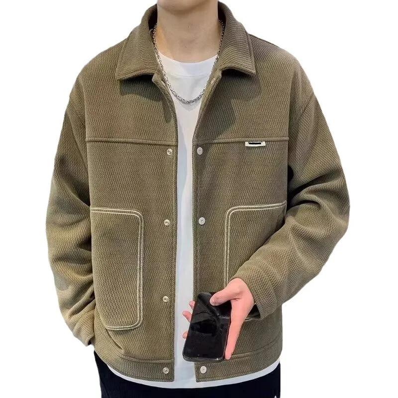 Autumn/winter New Men's Trendy Brand Lapel Business Casual Versatile Jacket Large Pocket Decorative Thickened Blazer