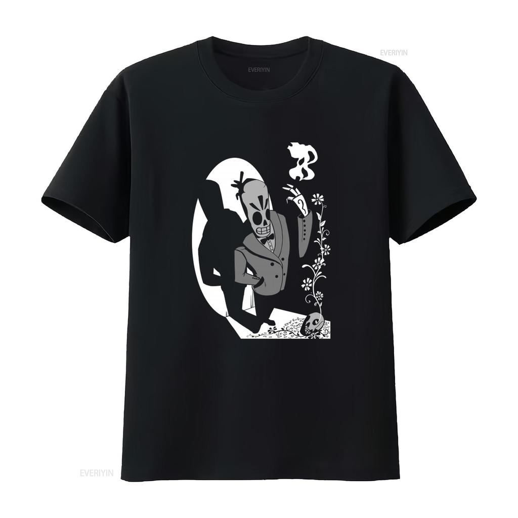 Grim Fandango Gaming Manuel Calavera Retro T Shirt Unique Skull Design Perfect for Gamers and Lovers vintage Washed Casual Soft