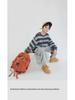 2025 Spring Boys' Striped Terry Cotton Sweatshirt with Panda Print