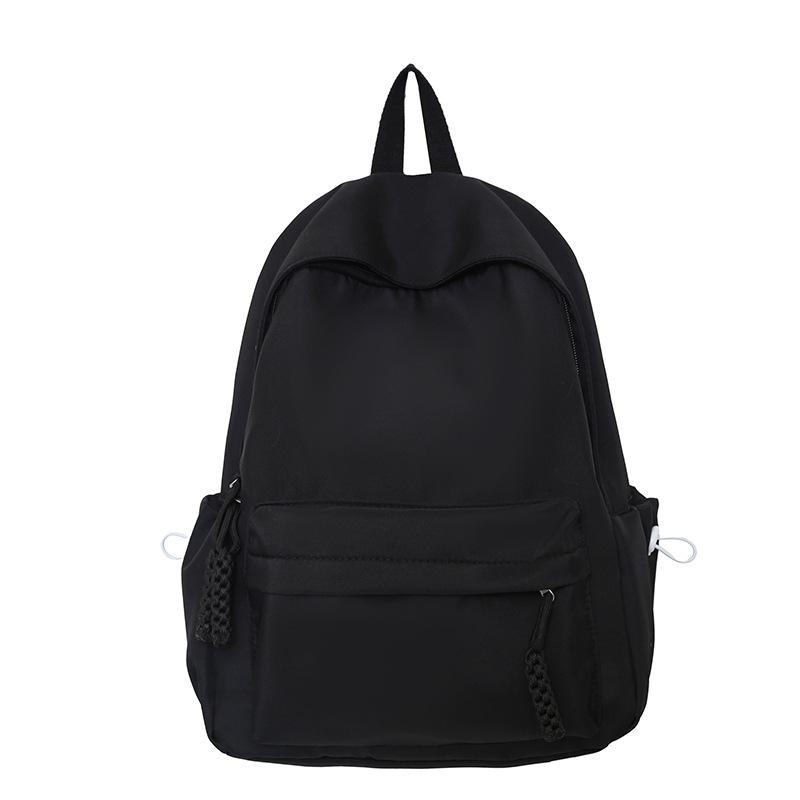 

New small fresh backpack candy color simple large capacity student schoolbag leisure travel backpack чорний