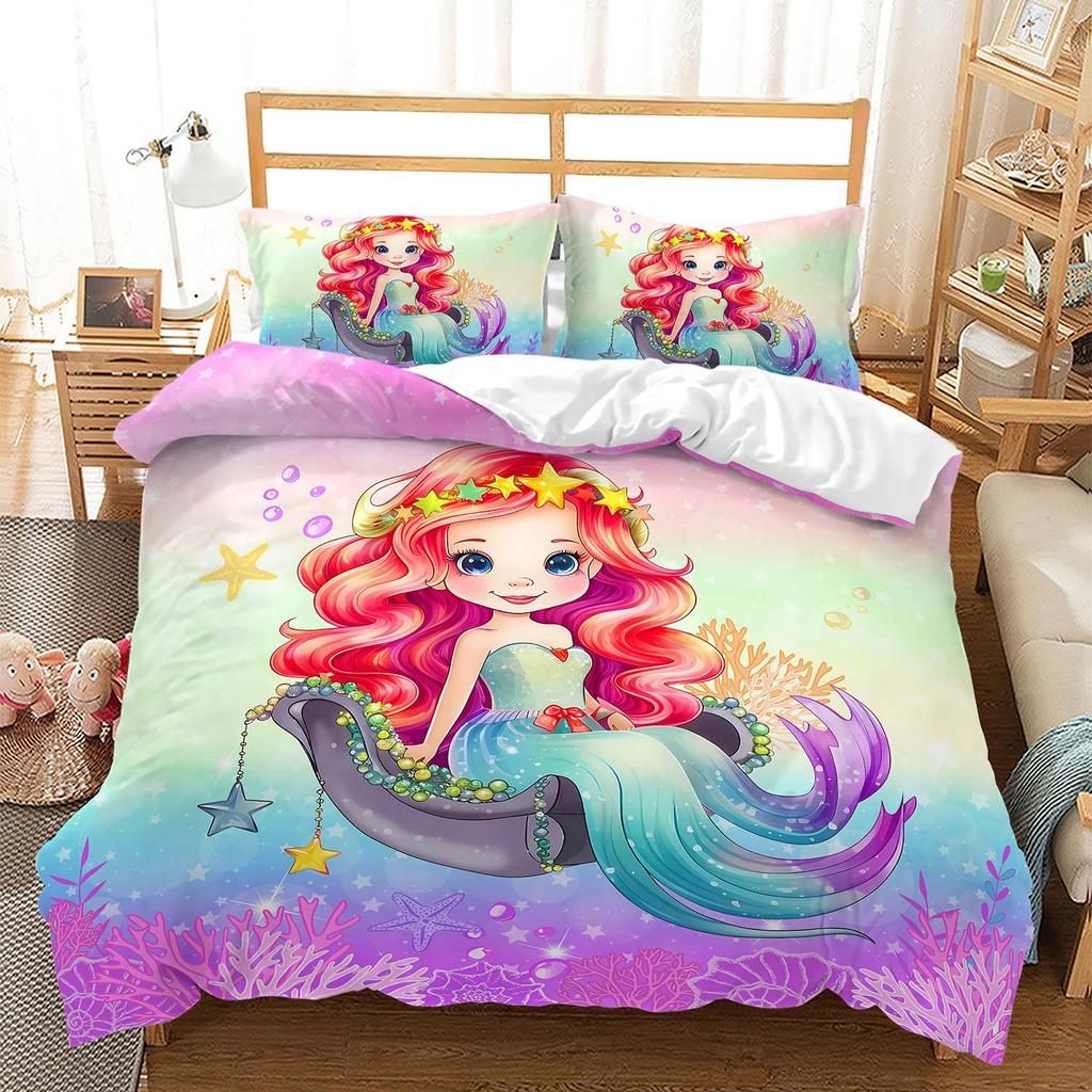 Cute Scales Three-Piece Quilt Cover 3D Digital Printing Bedding Set