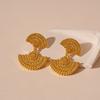 Vintage Heavy Industry Fan Geometric Silver Needle Earrings Real Gold Electroplating Premium Earrings