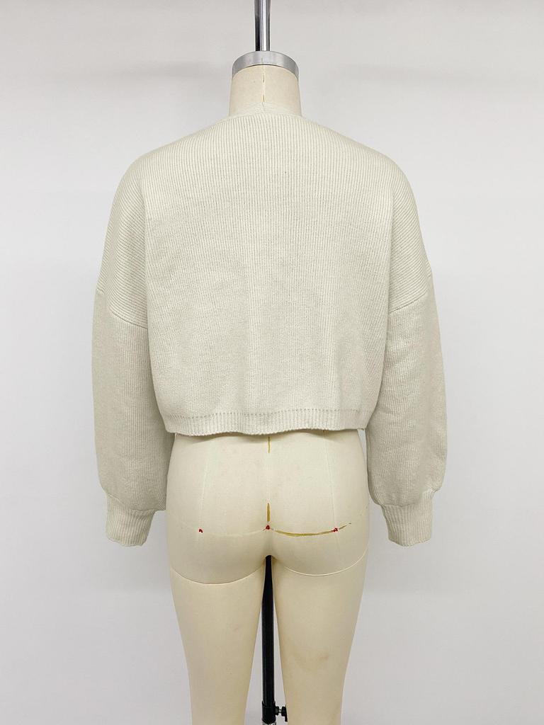 Cardigan de Malha Bordado Cor Sólida Minimalista TikTok Europa Outono/Inverno 2026