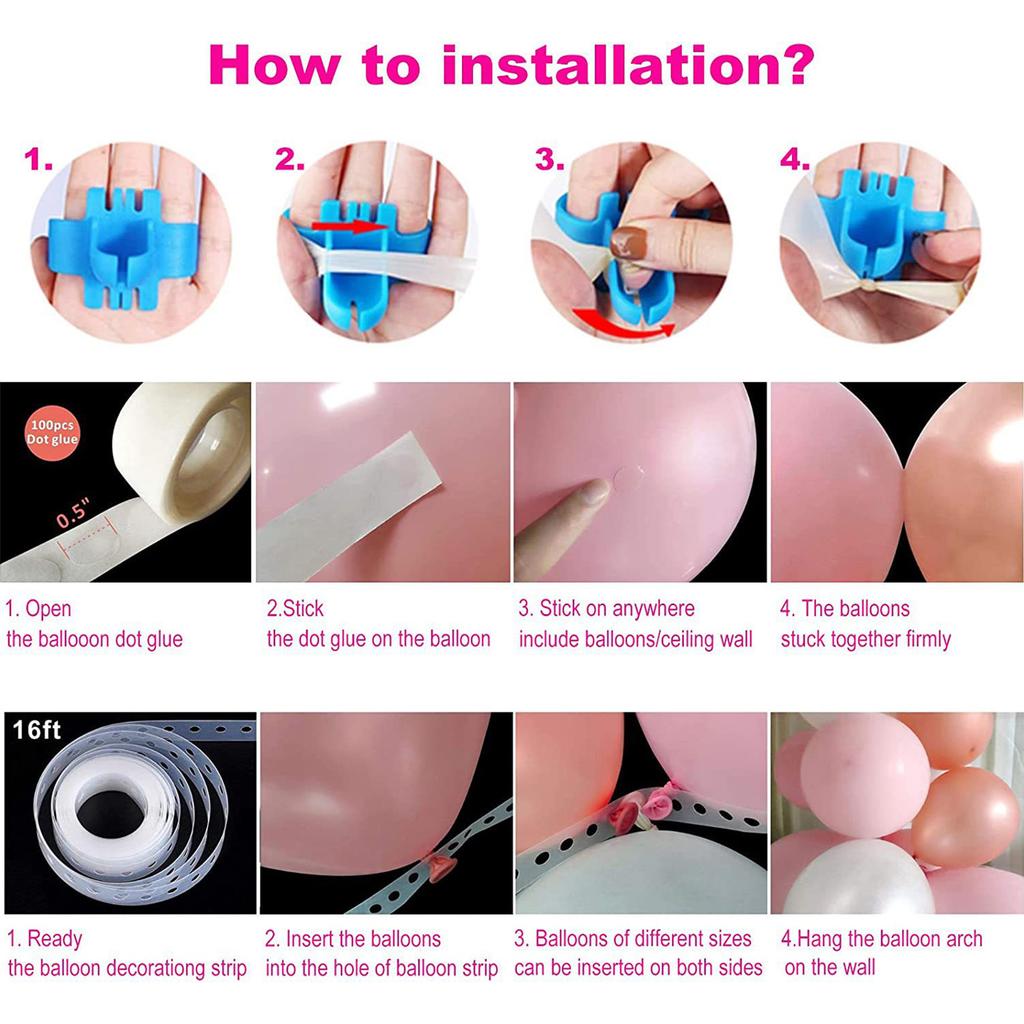 Balloon Garland Arch Kit Pink Decorative Party Balloons for Birthday Party Graduation Ceremony Wedding Anniversary