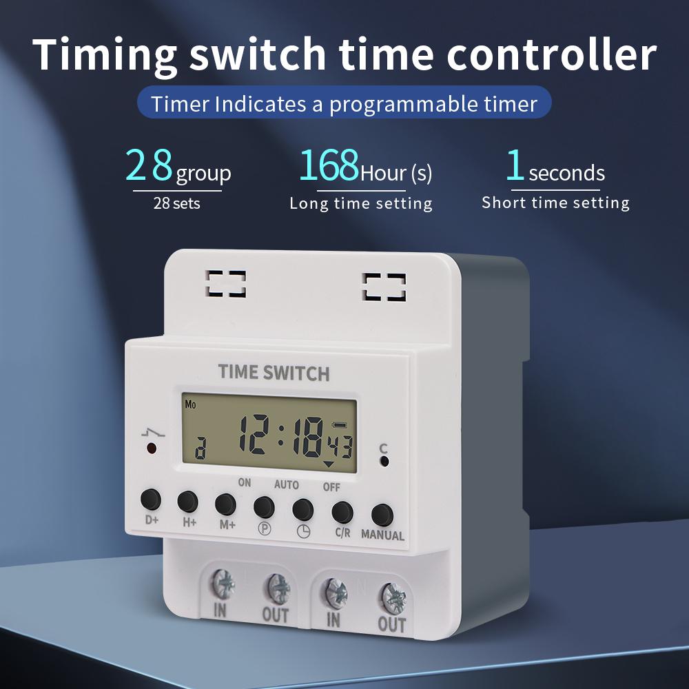 220V Timer Switch 60A 80A 100A Digital Timing Controller Weekly 7 Days Programmable Timer Automatic Switch for Light Charging