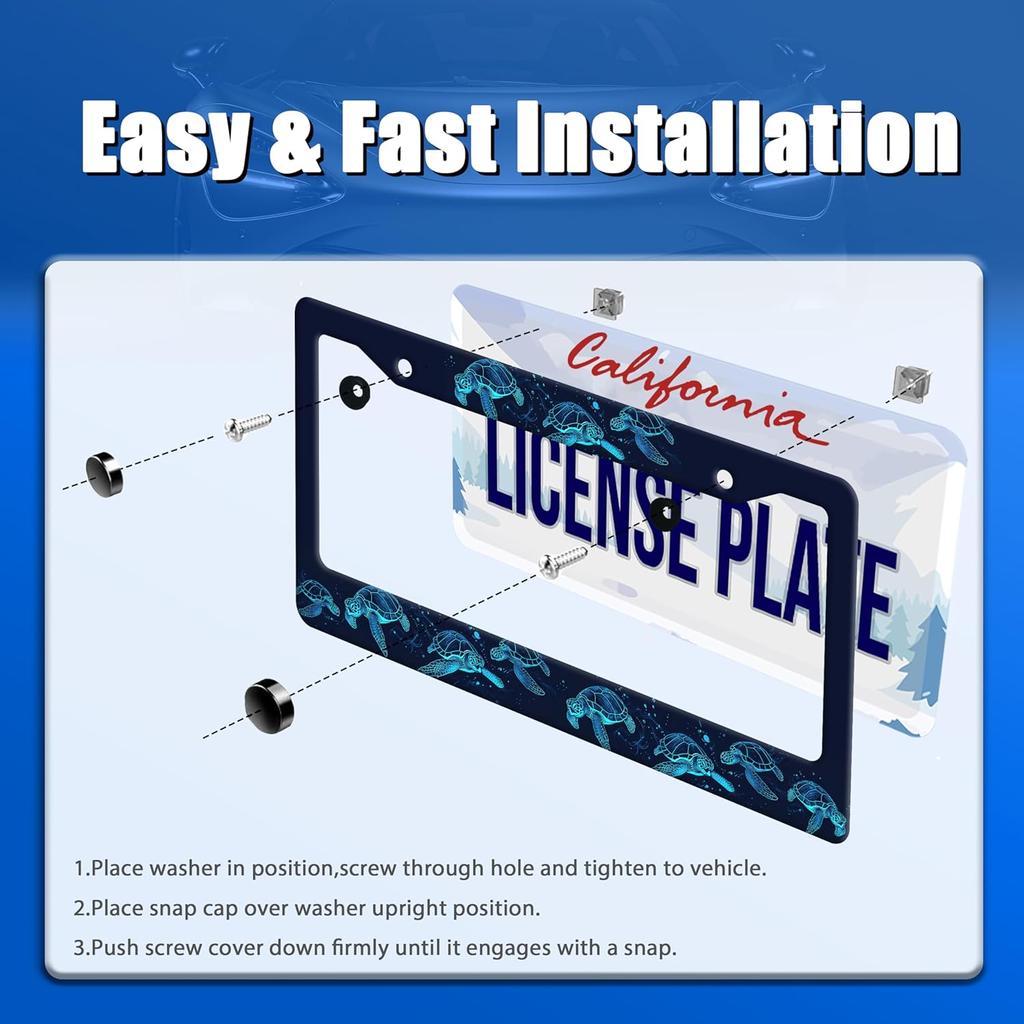 Grey Black American Flag License Plate Frame Vintage USA Flag License Plate Stainless Steel Funny License Plate Holder Patriotic Car Accessory Car