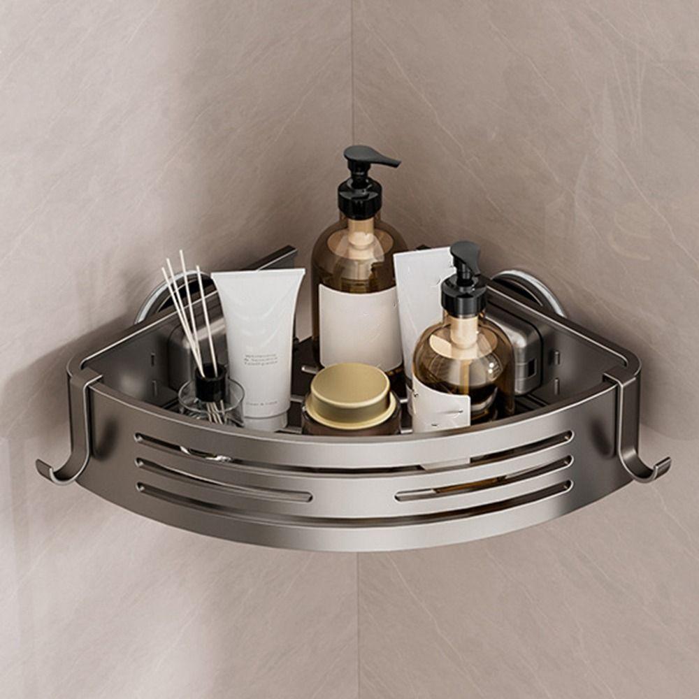Practical Shower Storage Rack Triangle Corner Shower Rack Suction Cup Bathroom Shelves  Household