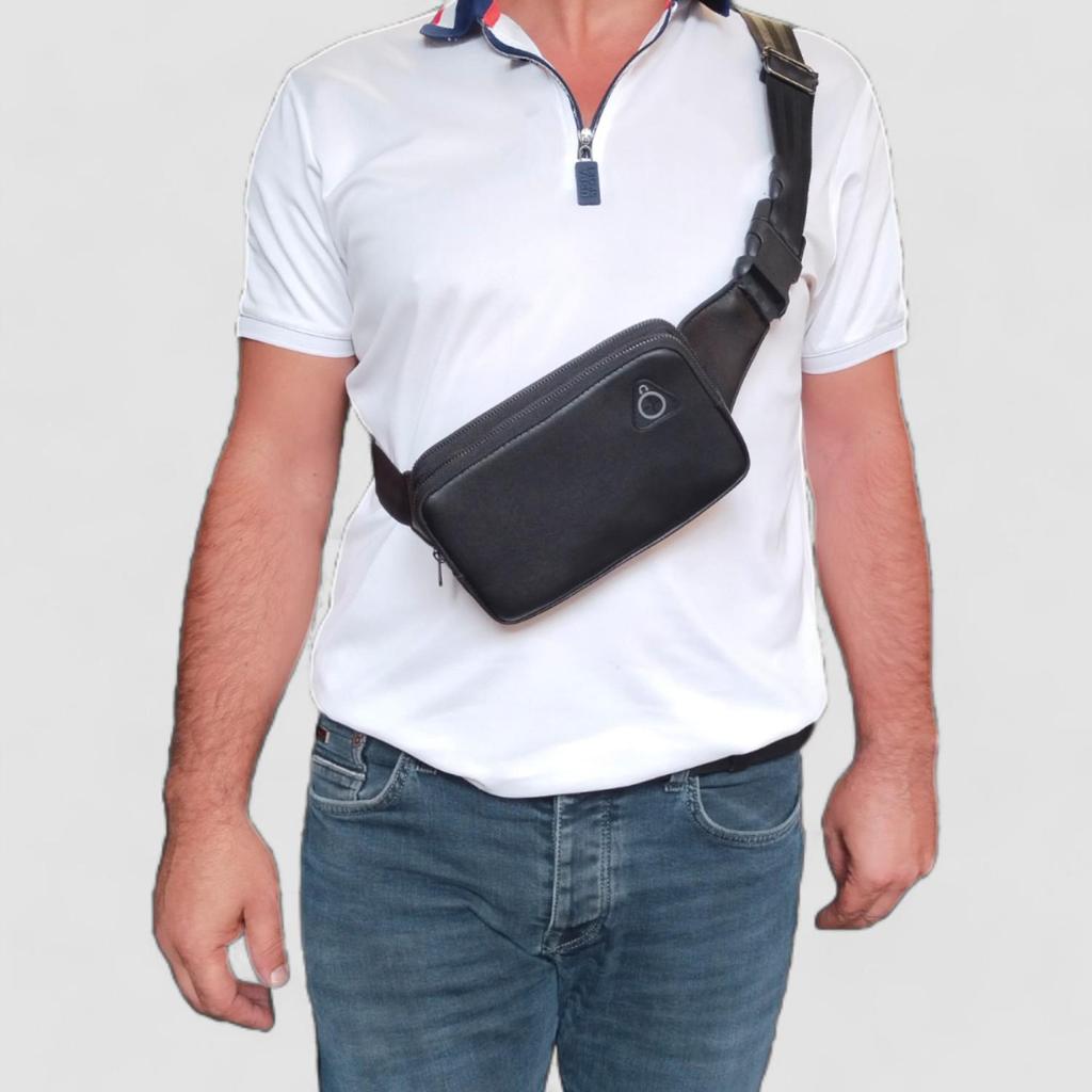 Lederax Bolso largo de cuero genuino para hombre, bolso de mano, riñonera LD501