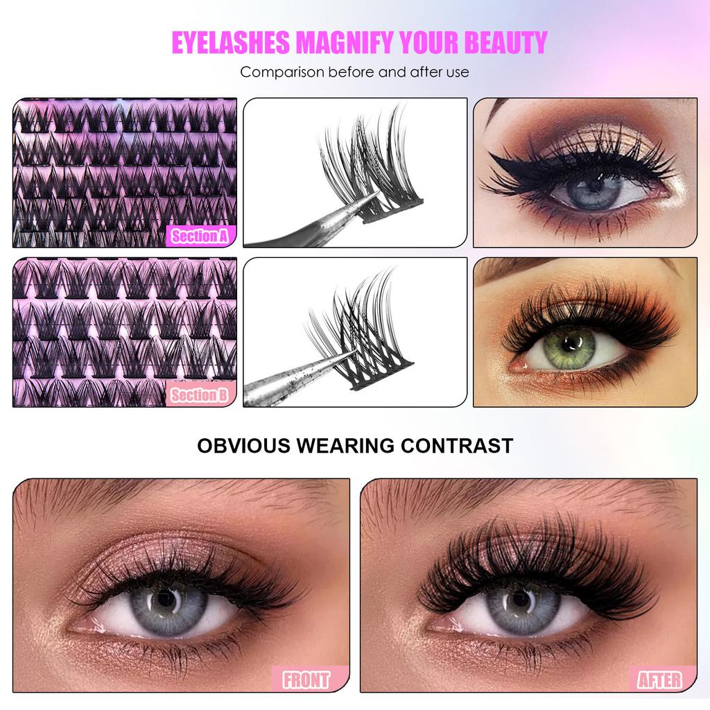 Diy Single Cluster False Eyelashes 126 Clusters Large Capacity Glue Tweezers Set Combination Eyelashes