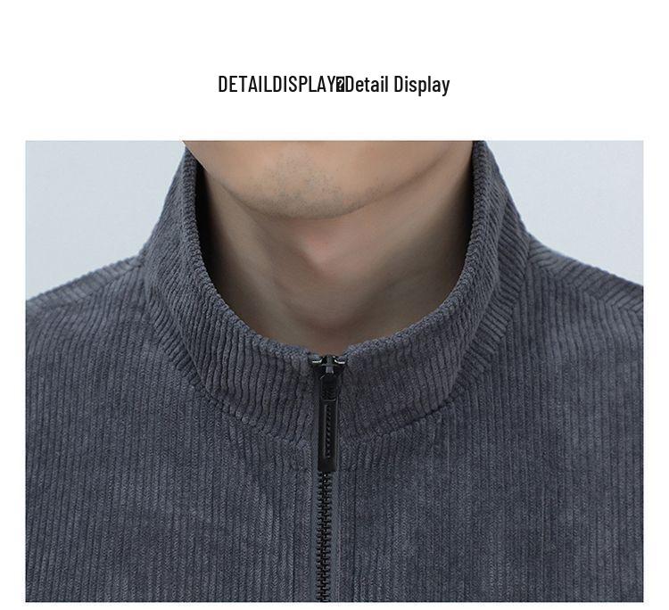 Men's Trendy Korean Style Slim Fit Corduroy Jacket with Stand Collar