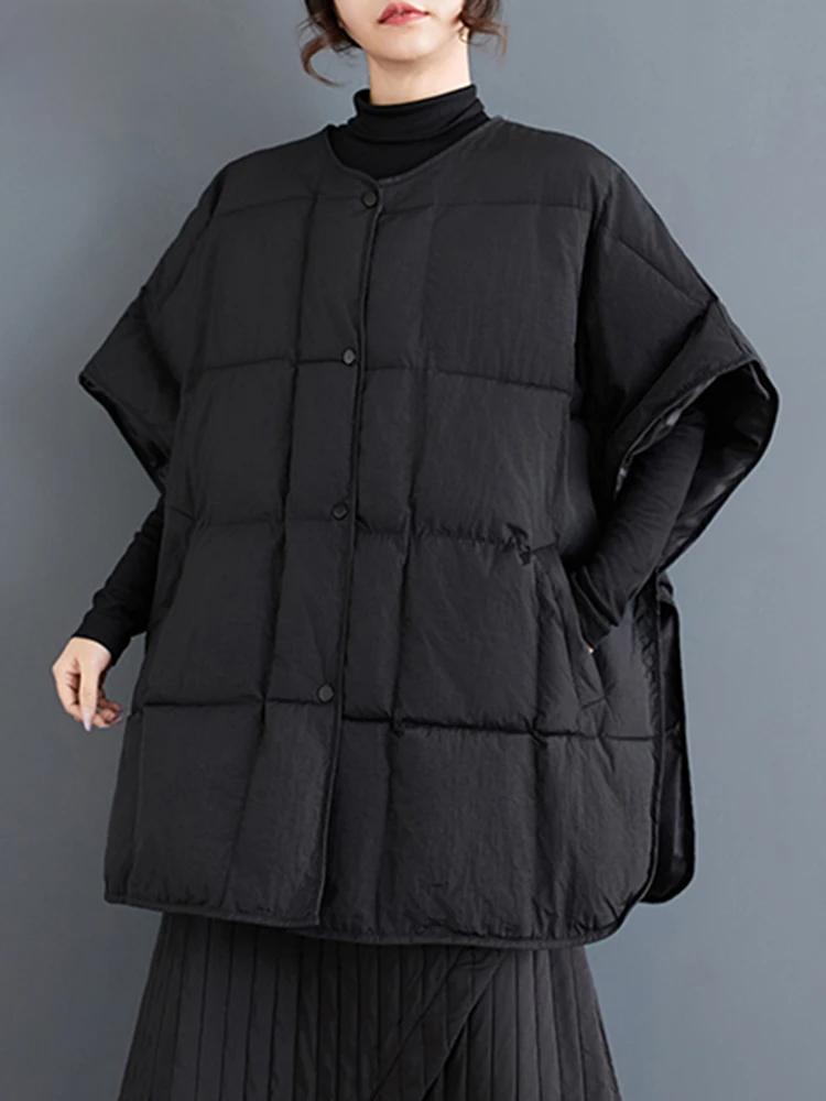 

Жилет свободного кроя с круглым вырезом XITAO, однотонный, GMM1067 One Size чёрный