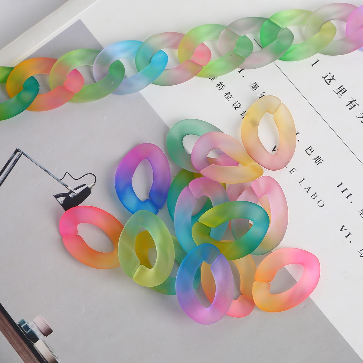 

Акриловые плоские овальные открытые кольцевые бусины, соединительная цепь для изготовления ювелирных изделий 27x20mm 10pcs